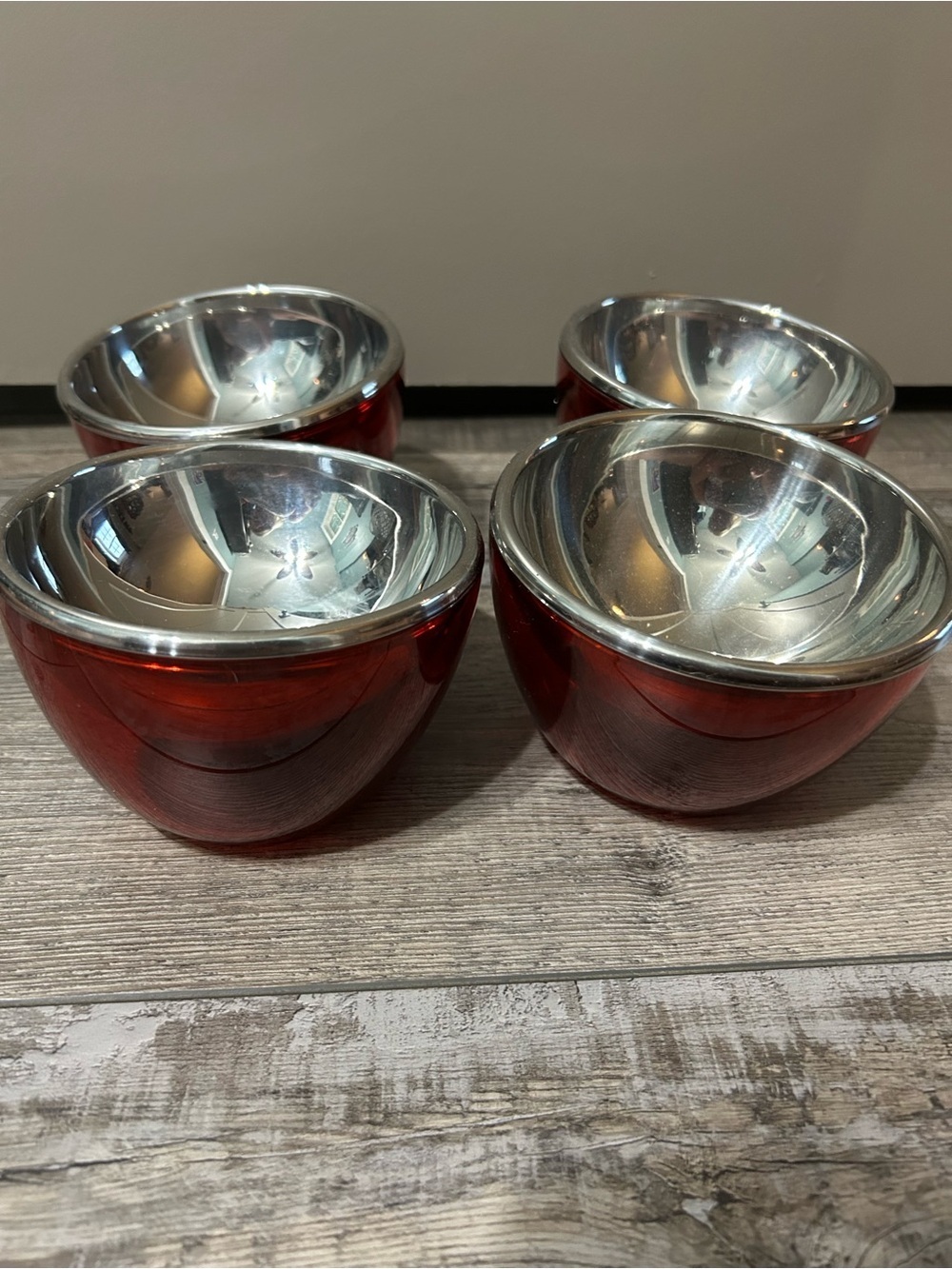 Sanodegusto set of 4 Cherry Red Frosty Cups Cooling serving bowl